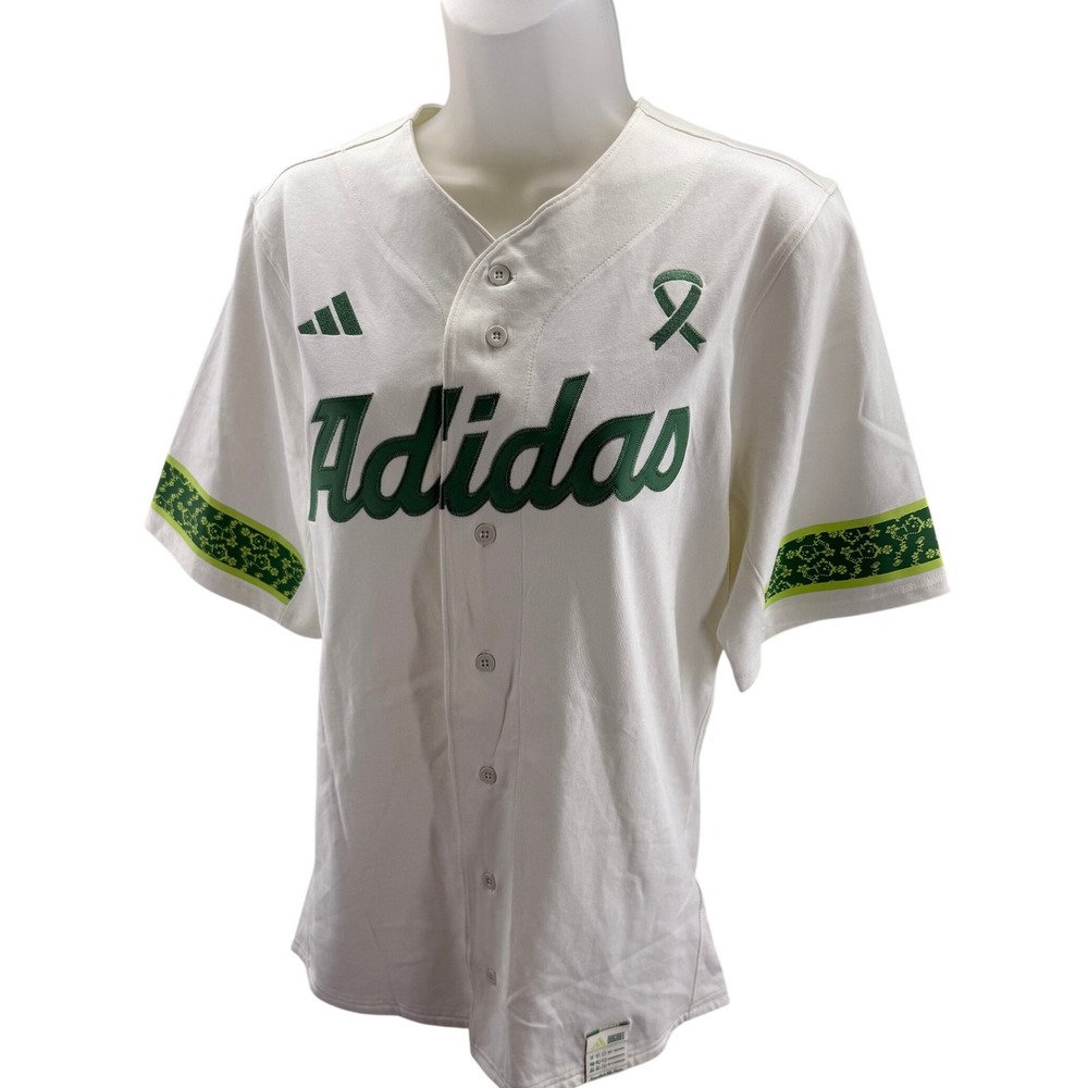 Adidas Hidden Opponent Together We Face Baseball Jersey White Green Mens XS